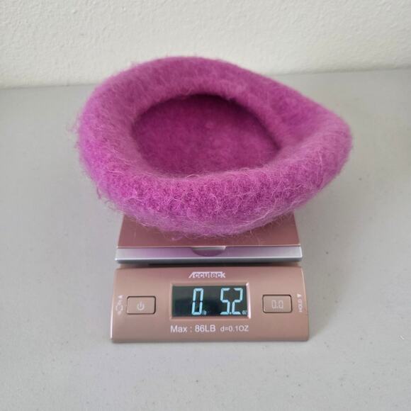 Wool Blend Pink Fuzzy Beret Hat Girl Youth Small Winter Accessory - Picture 8 of 9